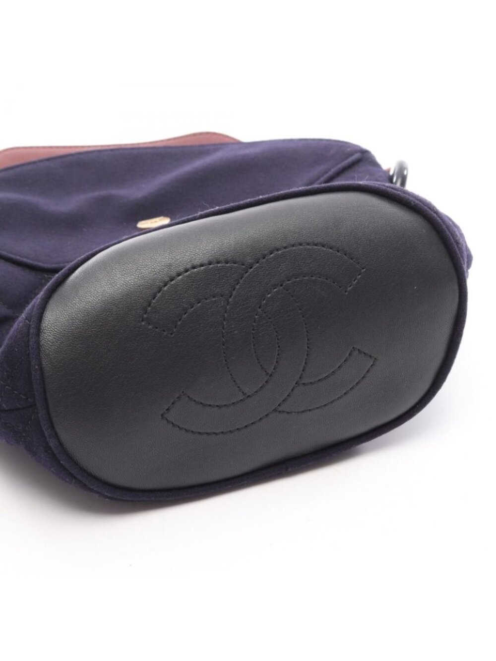 Chanel Shoulder Bag Paris Hamburg Navy Wool Small - Picture 11 of 12